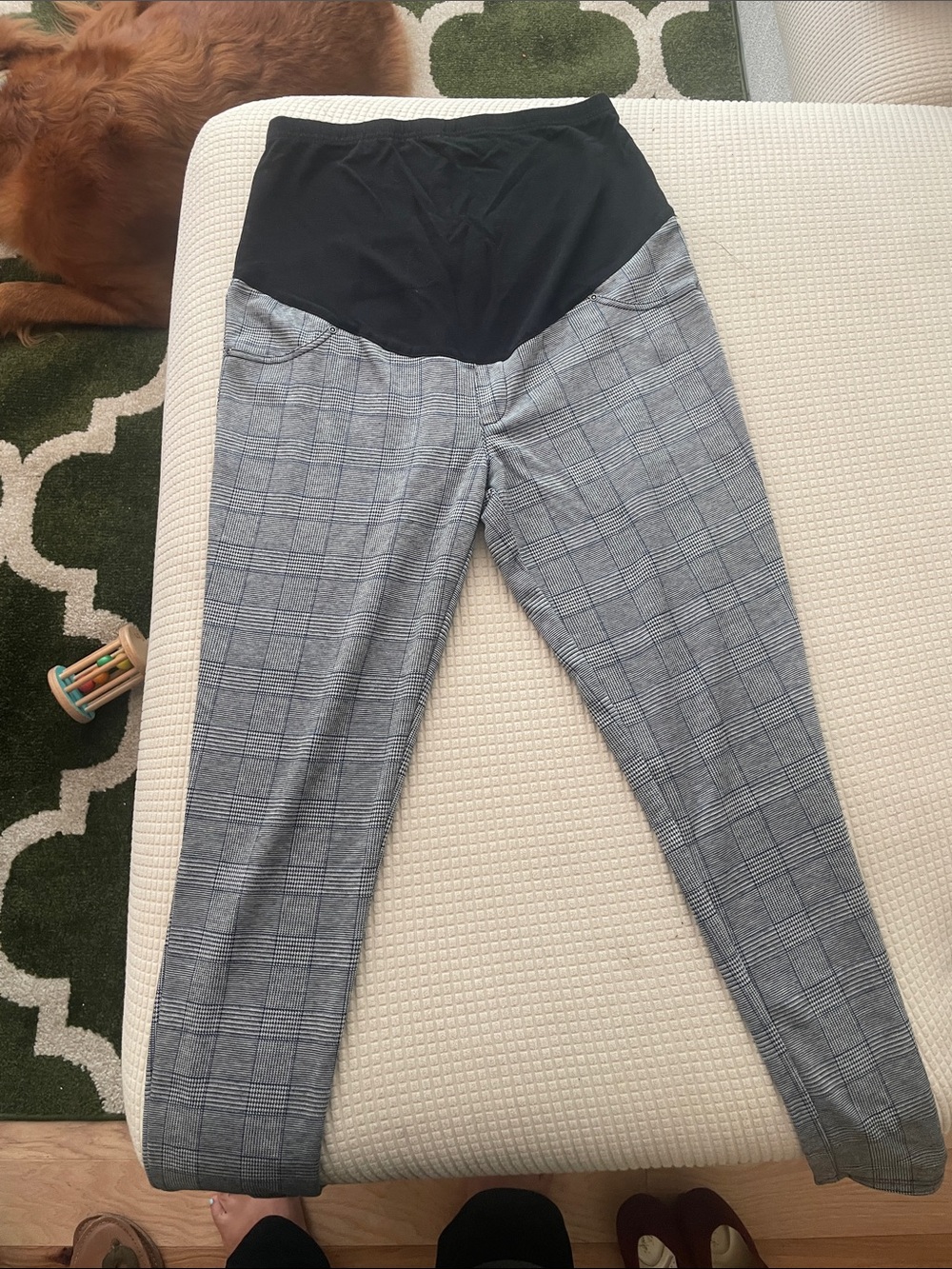 Time and Tru Black & Gray Plaid Maternity Leggings